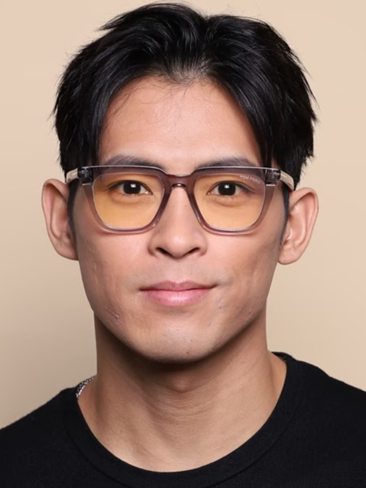 New Tom Ford Ft5963-B 045 Square Clear Light Brown Glasses Authentic